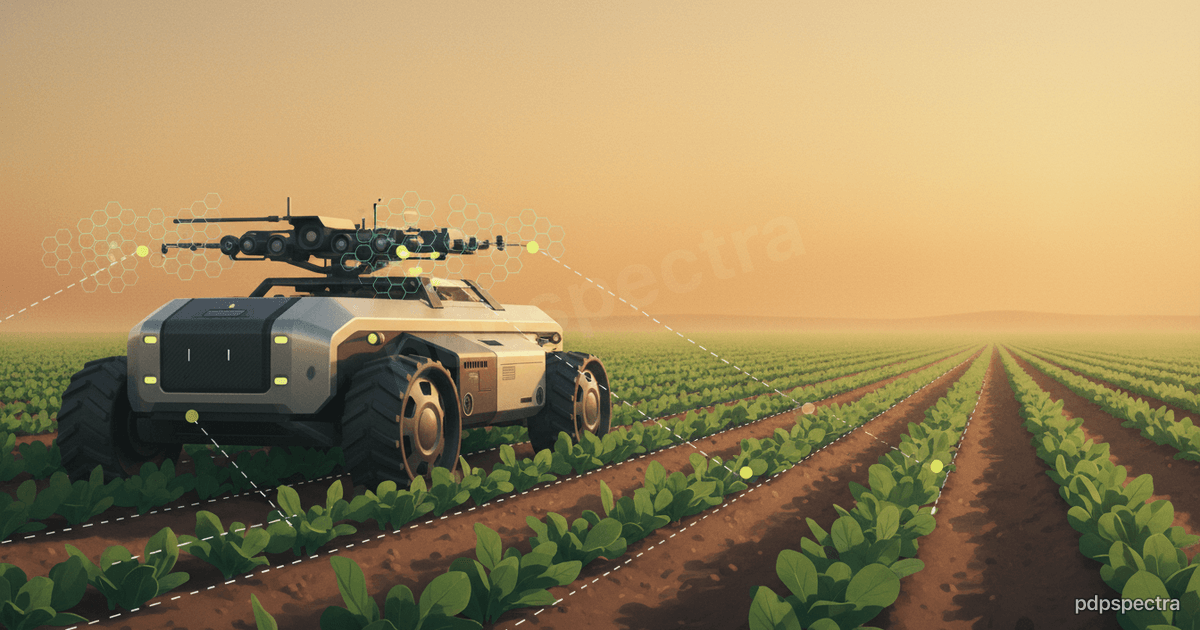 Autonomous farm equipment in a field