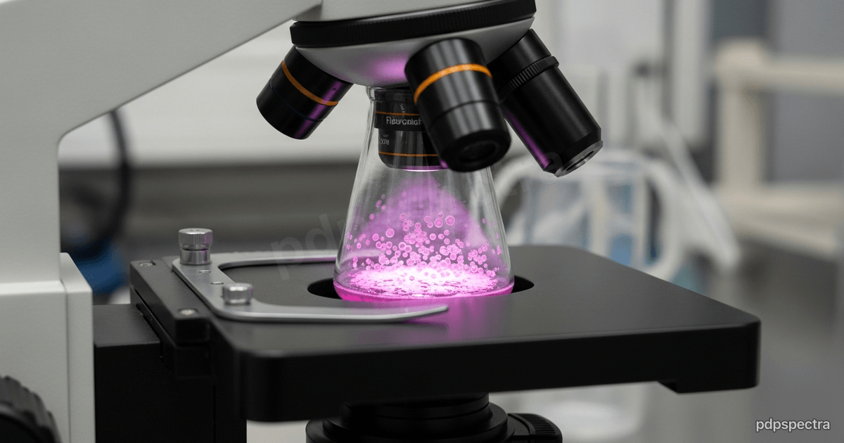 Cell-culture flasks of fibroblasts under an inverted microscope
