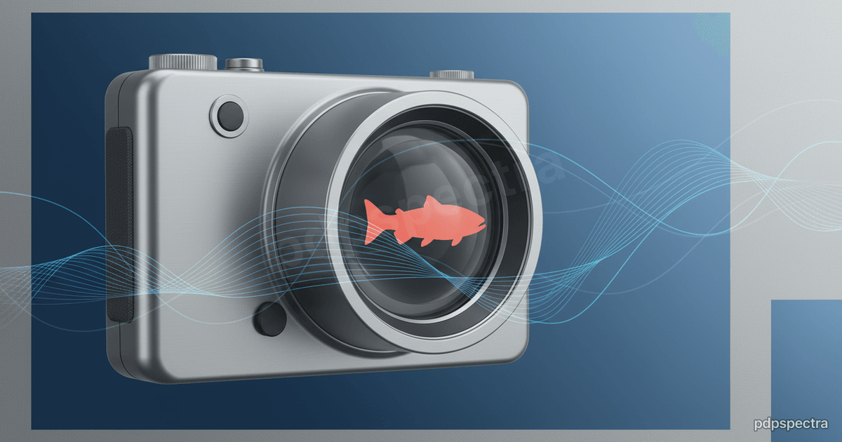 Underwater camera with salmon silhouette
