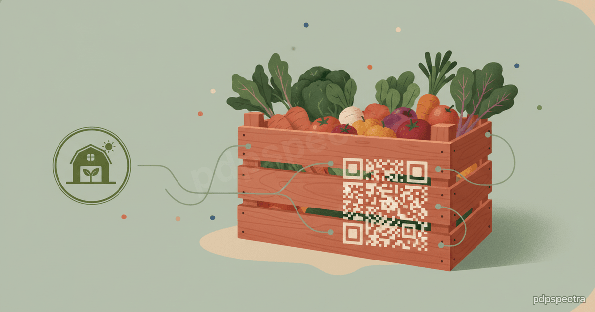 QR-coded crate with ledger lines