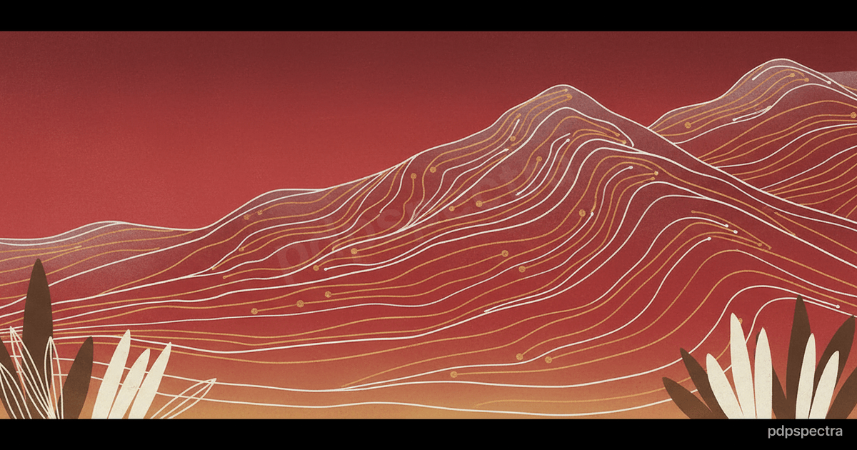 Medellin valley line drawing with circuit threads tracing the slopes