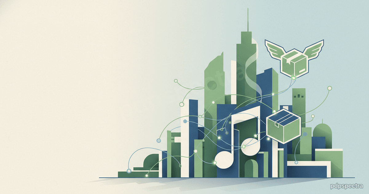 Lebanon Beirut skyline with music and delivery AI traces