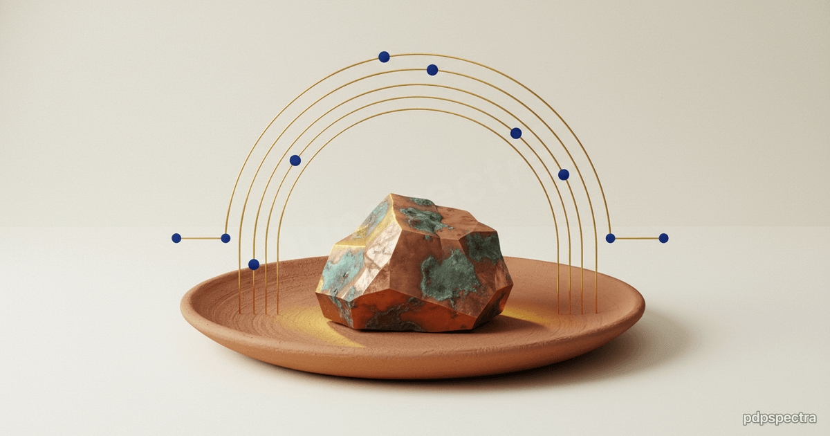Copper ore on a clay platter with arcing circuit lines