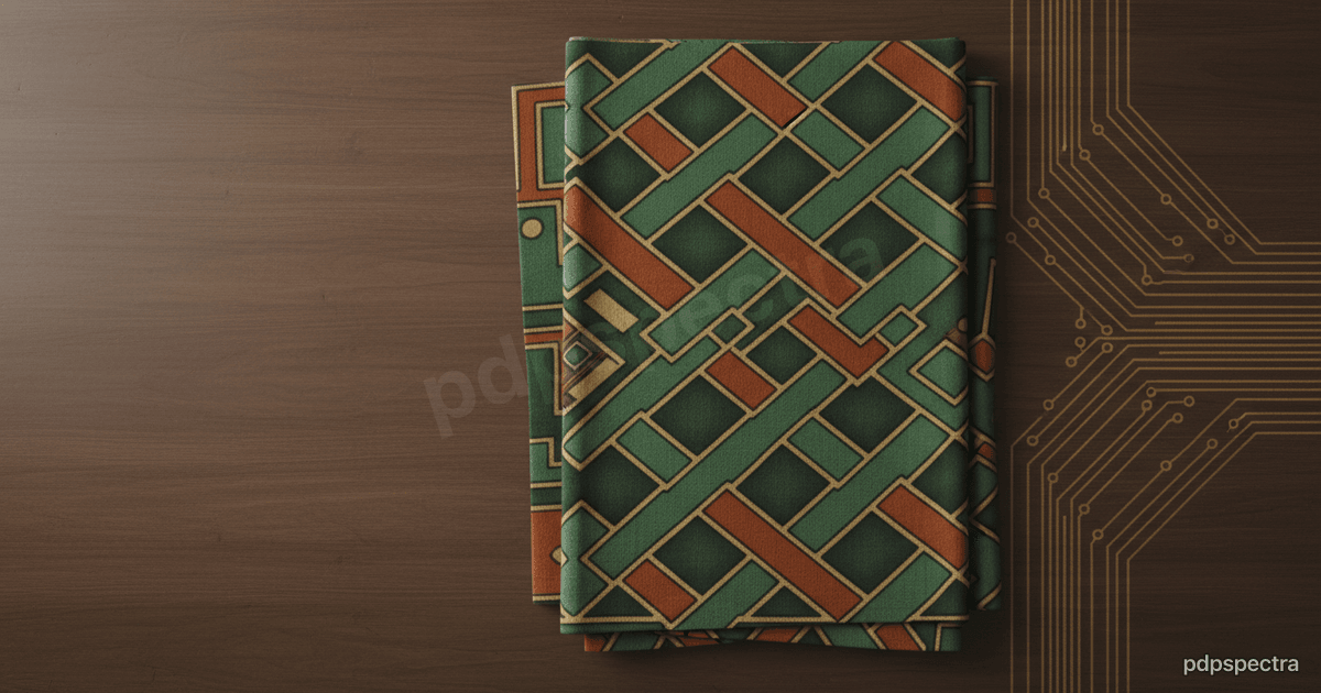 Tanzanian kanga motif over a circuit pattern