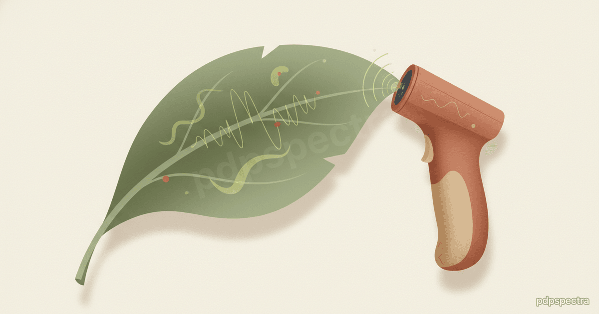 Crop leaf with handheld sensor