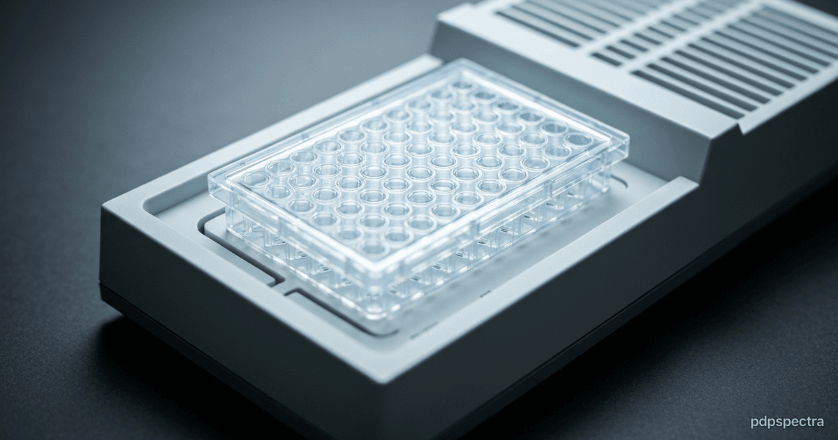 384-well PCR plate held in a thermal cycler block