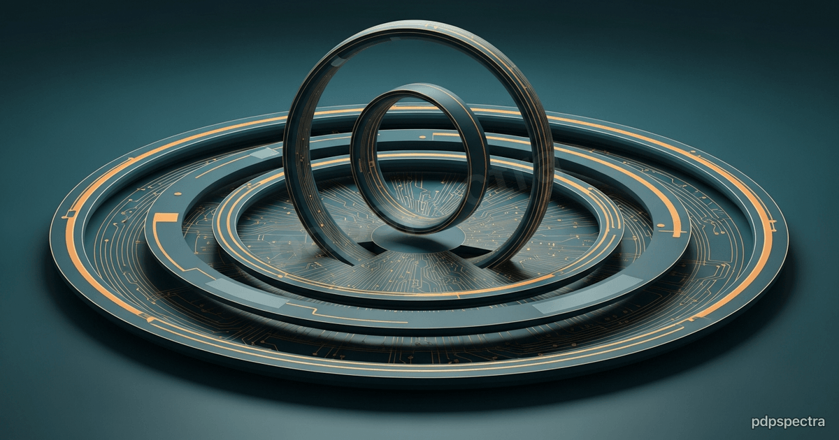 Nested concentric loops feeding into one another, an abstract image of a system designing its own successor