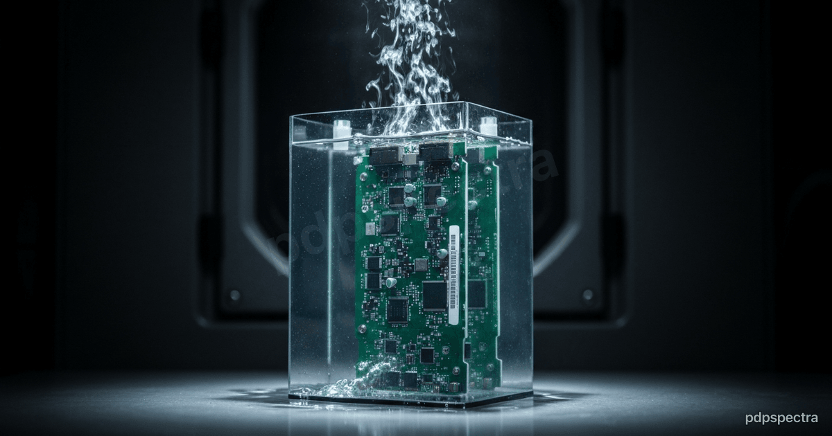 Immersion-cooling tank with server boards submerged in clear dielectric fluid