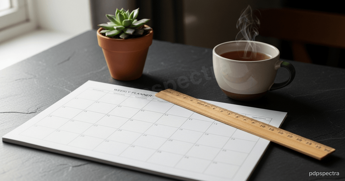 An hourglass mid-flow beside a fountain pen on an open planner page