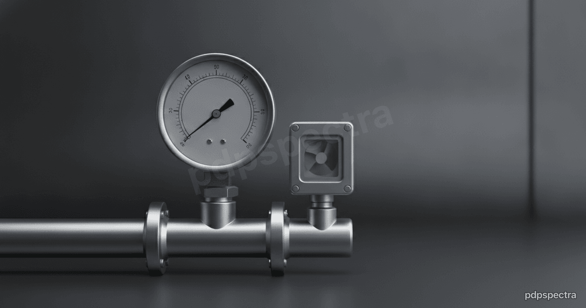 Pressure gauge and flow meter on a stainless pipe section